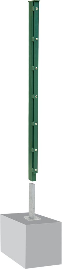 Zaunpfosten Mod. A - Ausführung: grün beschichtet, für Zaunhöhe: 83 cm, Länge: 88,5 cm, Befestigungspunkte: 5
