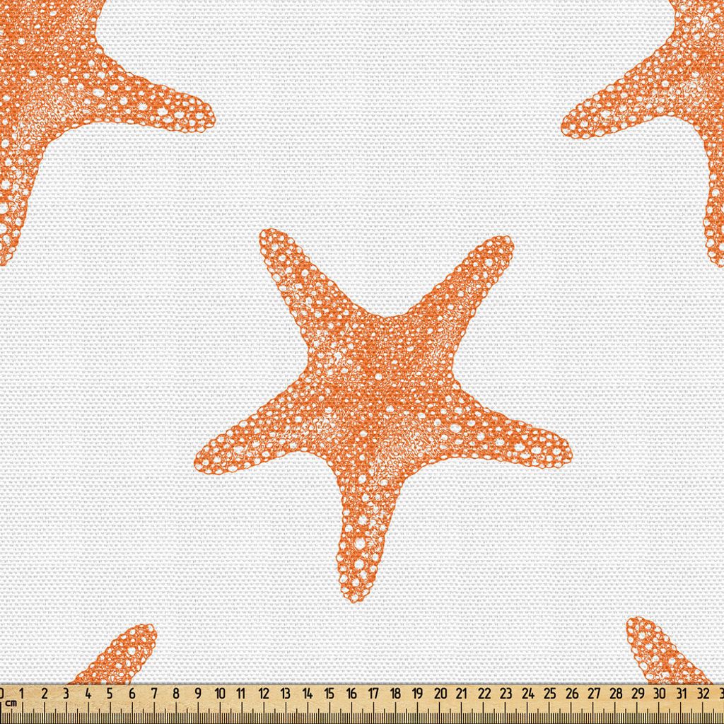 ABAKUHAUS Seestern Gewebe als Meterware, Grafische Illustration der Sommersaison spornte Wassertier-tropisches Klima an, 1 M (148 x 100 cm), Orange...