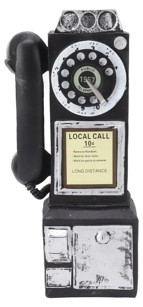 Téléphone Décoratif Vintage en Résine Noire pour Déco Bar et Salon