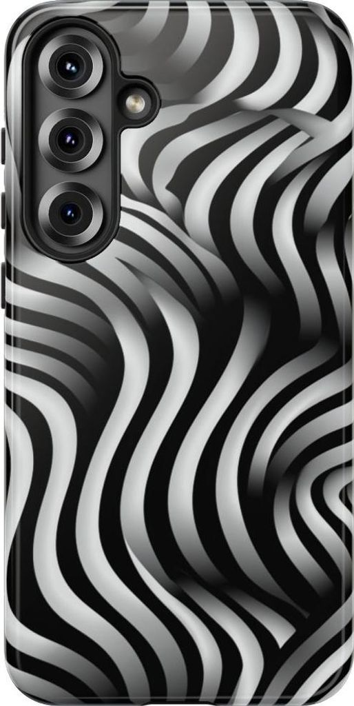 Schwarz-weißes Wellenmuster mit optischer Täuschung – Hülle Kompatibel mit Samsung Galaxy S25 Plus