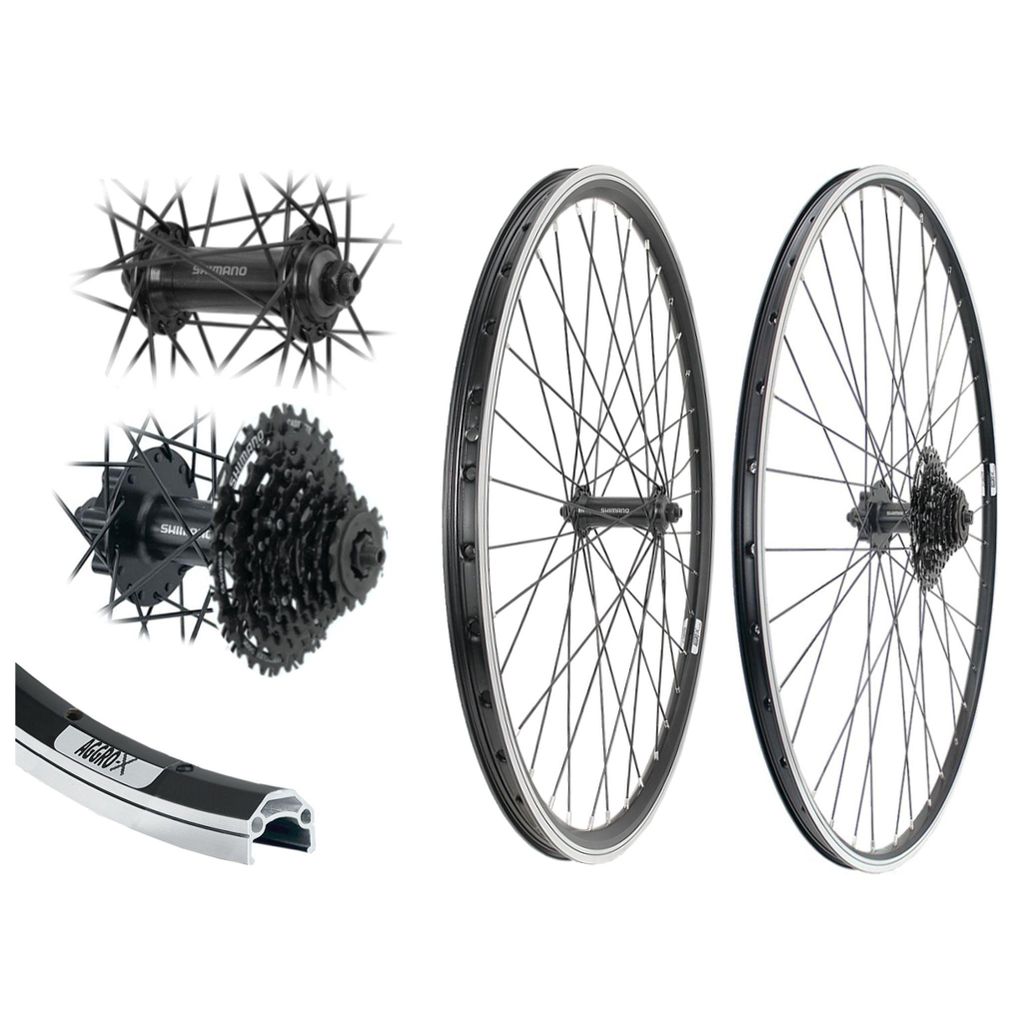 Aggro-X 26 Zoll Laufradsatz SET Vorderrad+Hinterrad schwarz Shimano + 8-fach Kassette