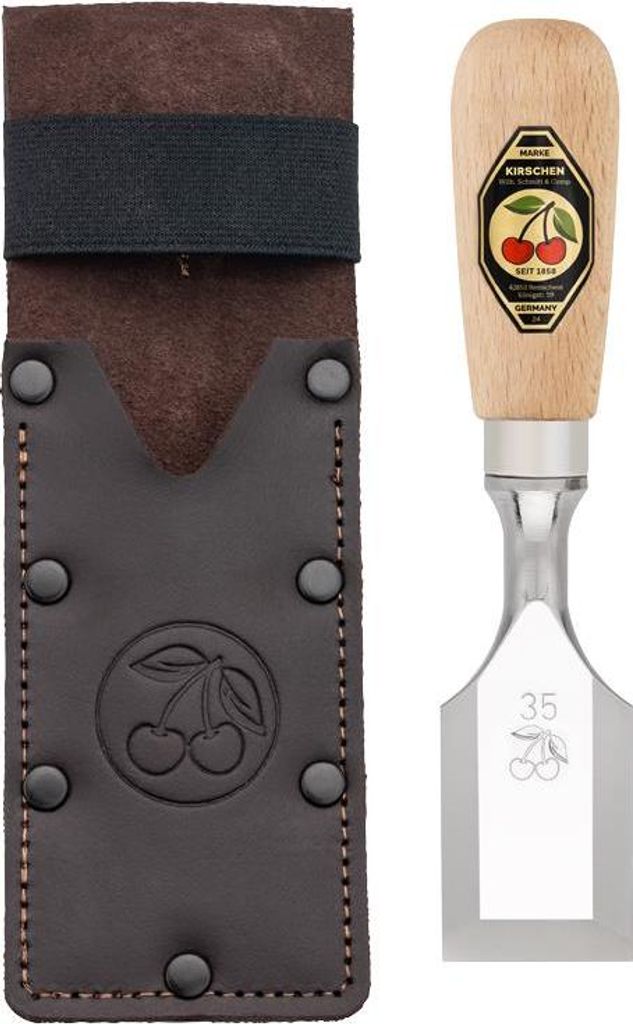 Kirschen Kurzbeitel in Leder- holster, 35 mm