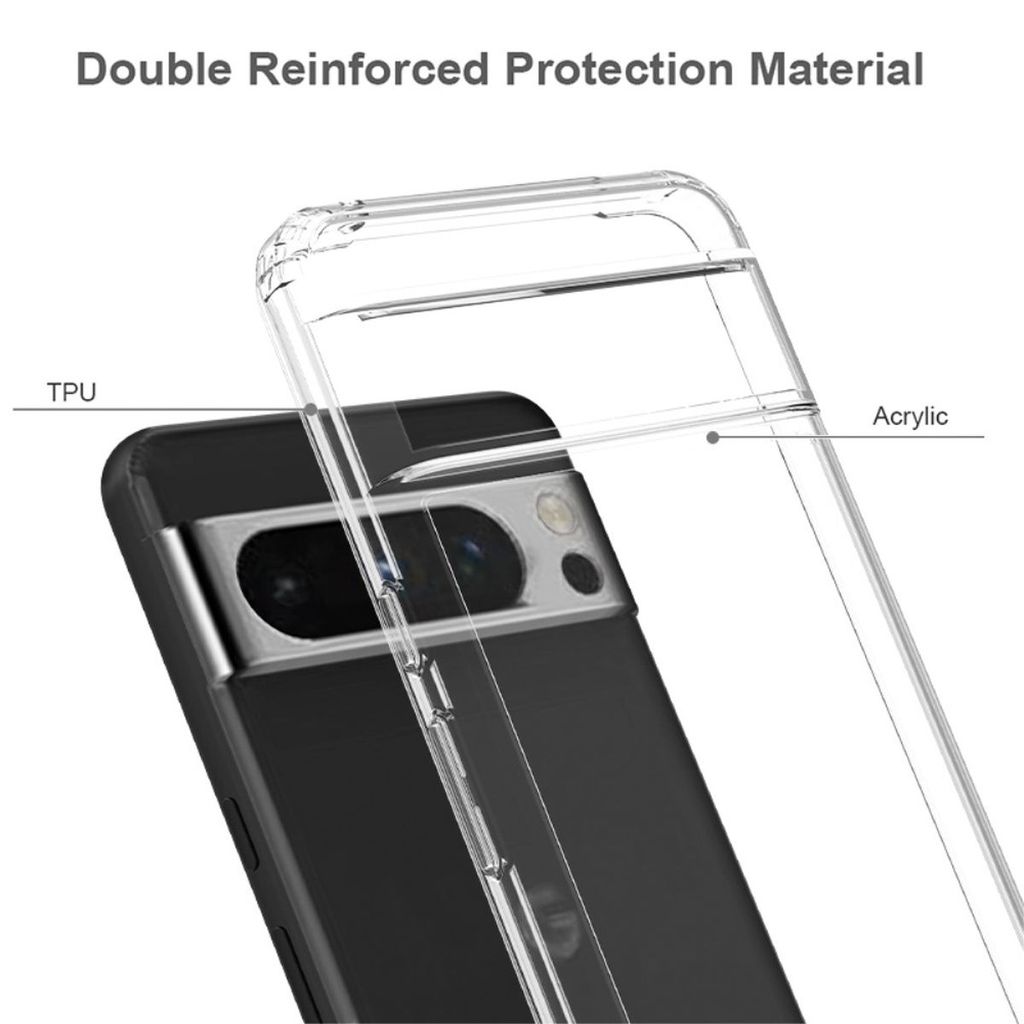 MyGadget Hülle Für Google Pixel 8 Pro – Magnetische Hybrid-Hülle Mit MagSafe, Transparent-schwarz