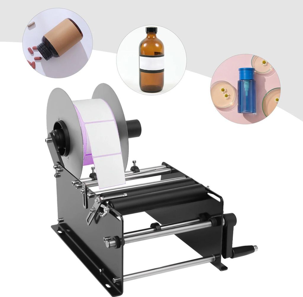Etikettiermaschine für Flaschen - MT-30 - Manueller Etikettierer für Rundflaschen - Durchmesser 2–12 cm - Etikettenbreite 10–110 mm - 10–30...
