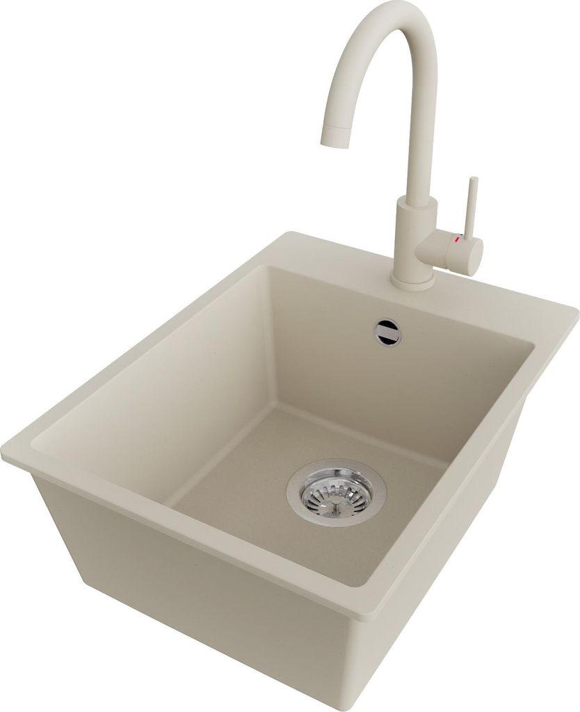 PRIMAGRAN Granitspüle Beige 38x50cm, Spülbecken 1 Becken + Produktbild 