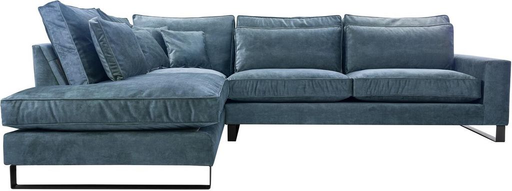 BETTSO Ecksofa Sofa mit Rückenfunktion in L Form Polsterecke Eckgarnitur COLLIN Blau Links