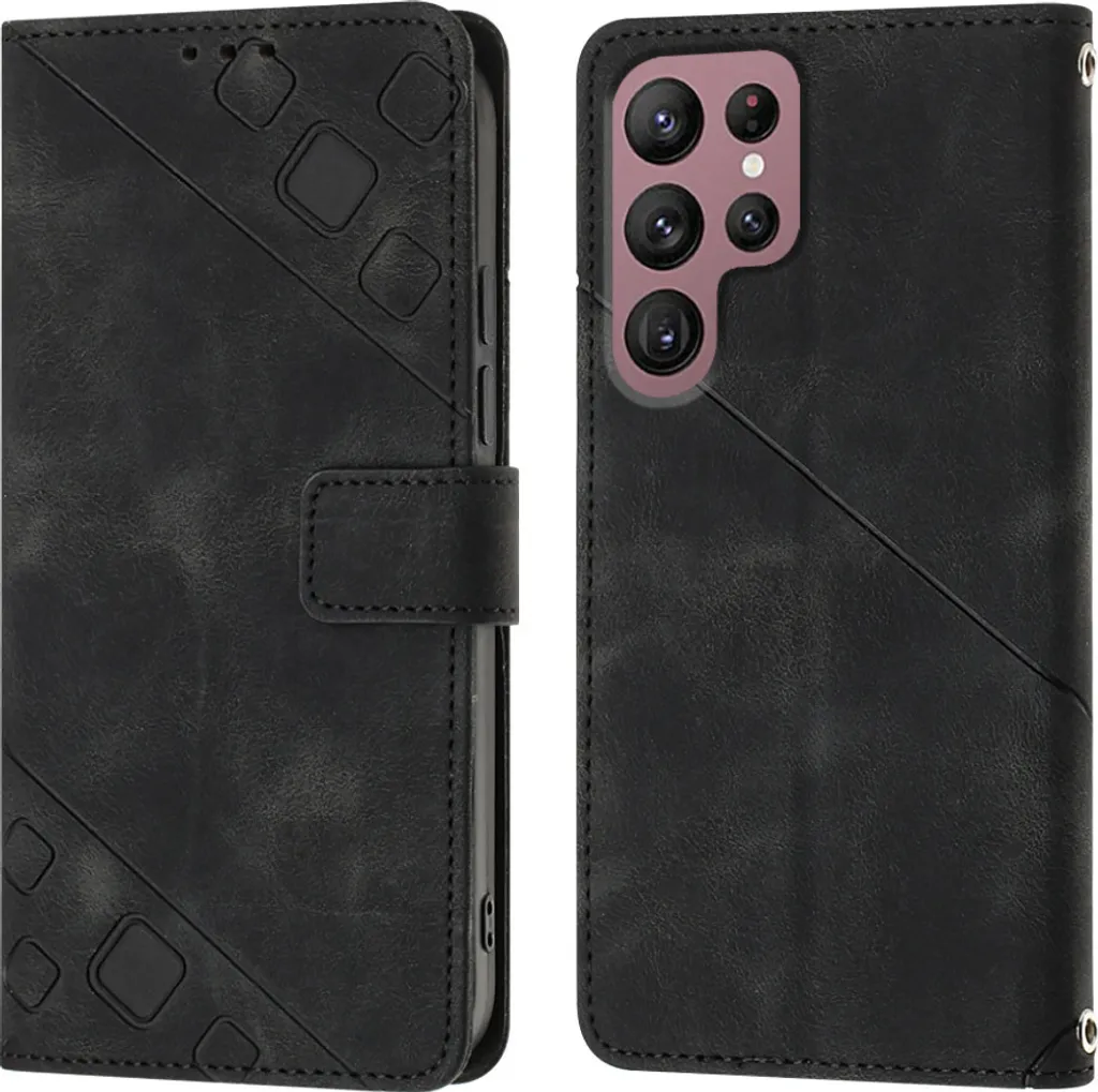 Custodia Sottile Samsung S22 Ultra 5G Pelle Nero - Flip Case Portafoglio