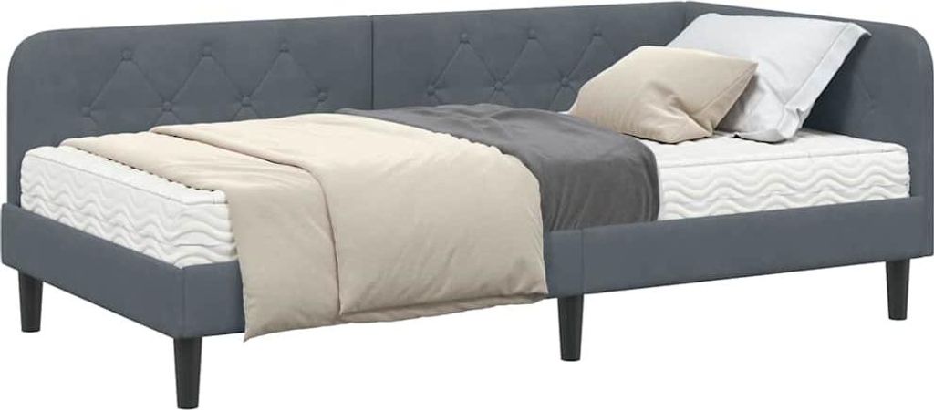 Eckbettgestell Dunkelgrau 100 x 200 cm Samt