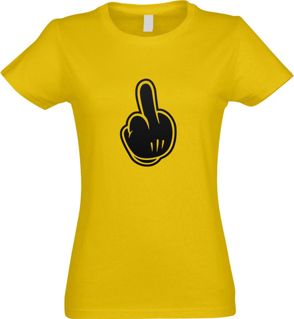 Kiwistar - T-Shirt tailliert - Damen - gelb - Mittelfinger - Fuck Fick Dich! - mit Motiv Bedruckt - Funshirt Design - Sport - Freizeit - Damen - L