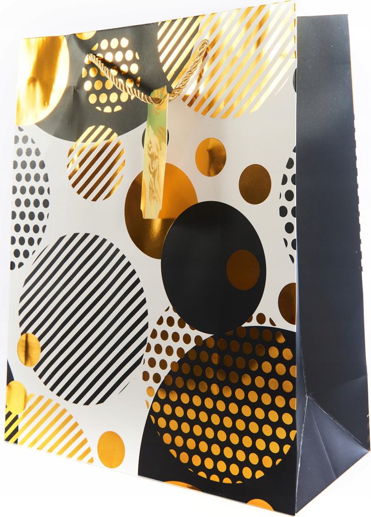 Goldene Geschenktüte 26x32cm - Edle Designs - Glänzende Verpackung für Feste