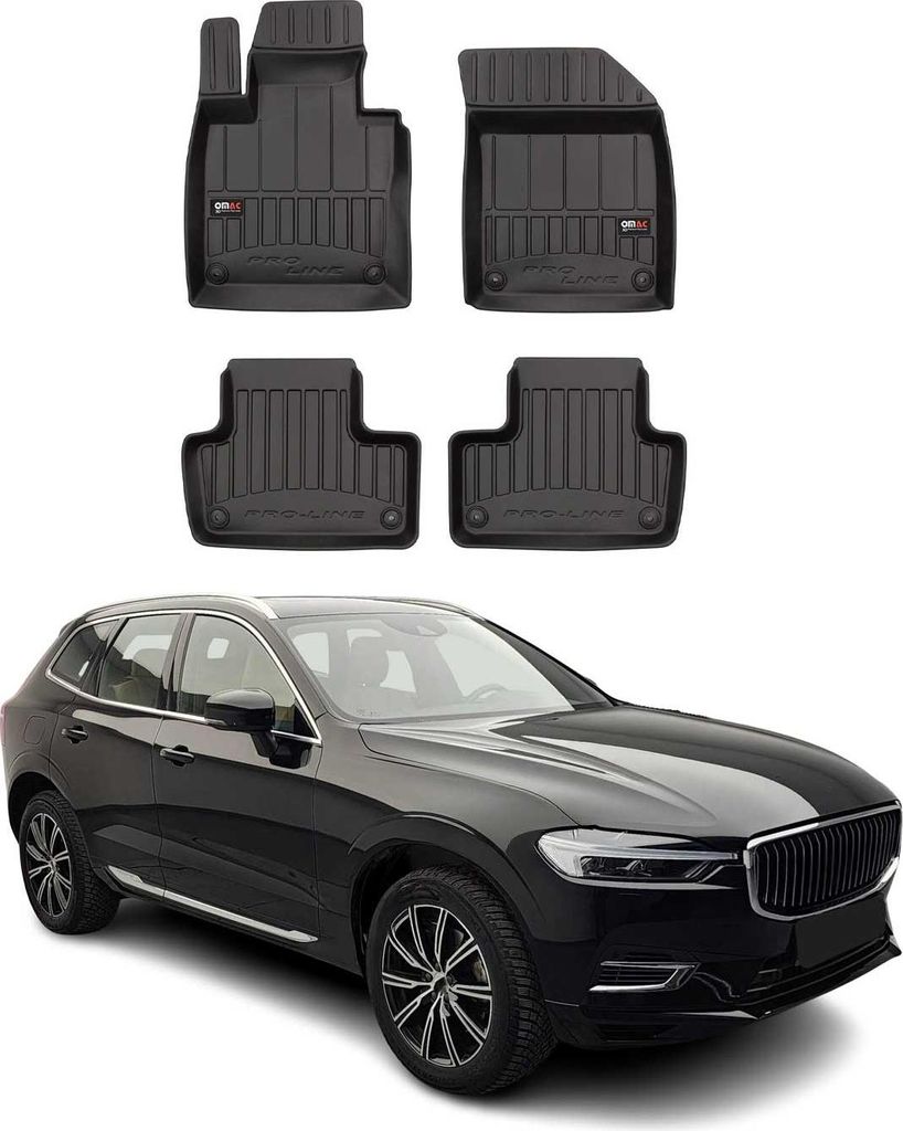 OMAC Gummi Fußmatten für Volvo XC60 2017-2024 Premium TPE Automatten Schwarz 4x