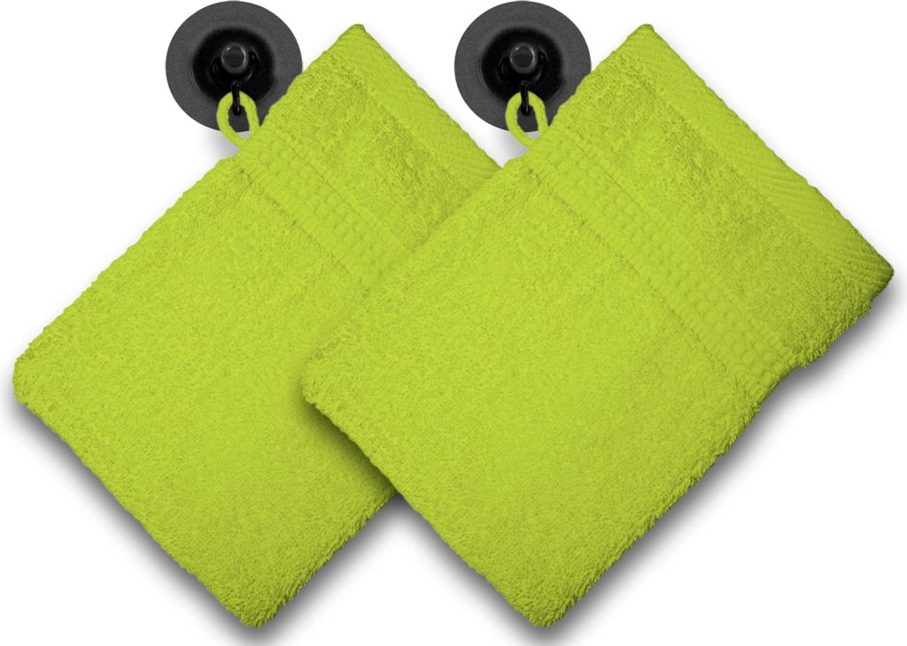 2er Set Waschhandschuhe Waschlappen grün apfel 16x21 cm Frottee Baumwolle