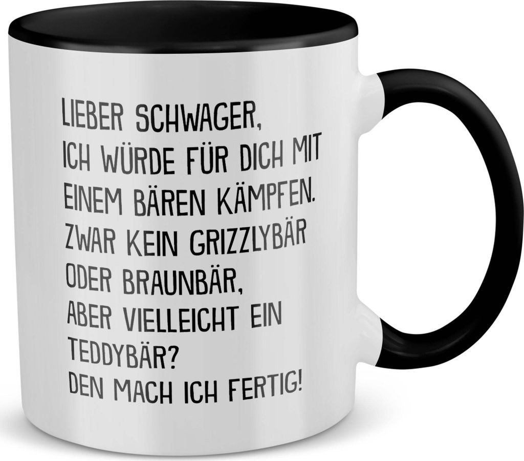 22Feels Schwager Geschenk Hochzeit Idee Männer Tasse Herrentag Weihnachten Geburtstag Haferl (Weiss-Schwarz)