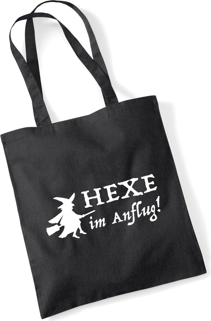 Huuraa Jutebeutel Hexe im Anflug 10 Liter Black Baumwolle Produktbild 