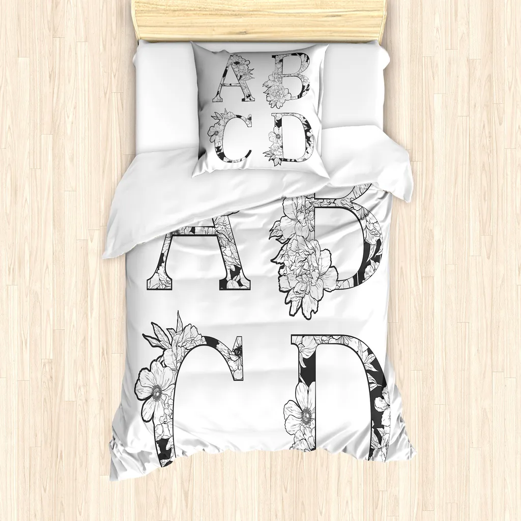 Look Urban-Chic: Set Copripiumino ABAKUHAUS Lettere e Fiori 135x200