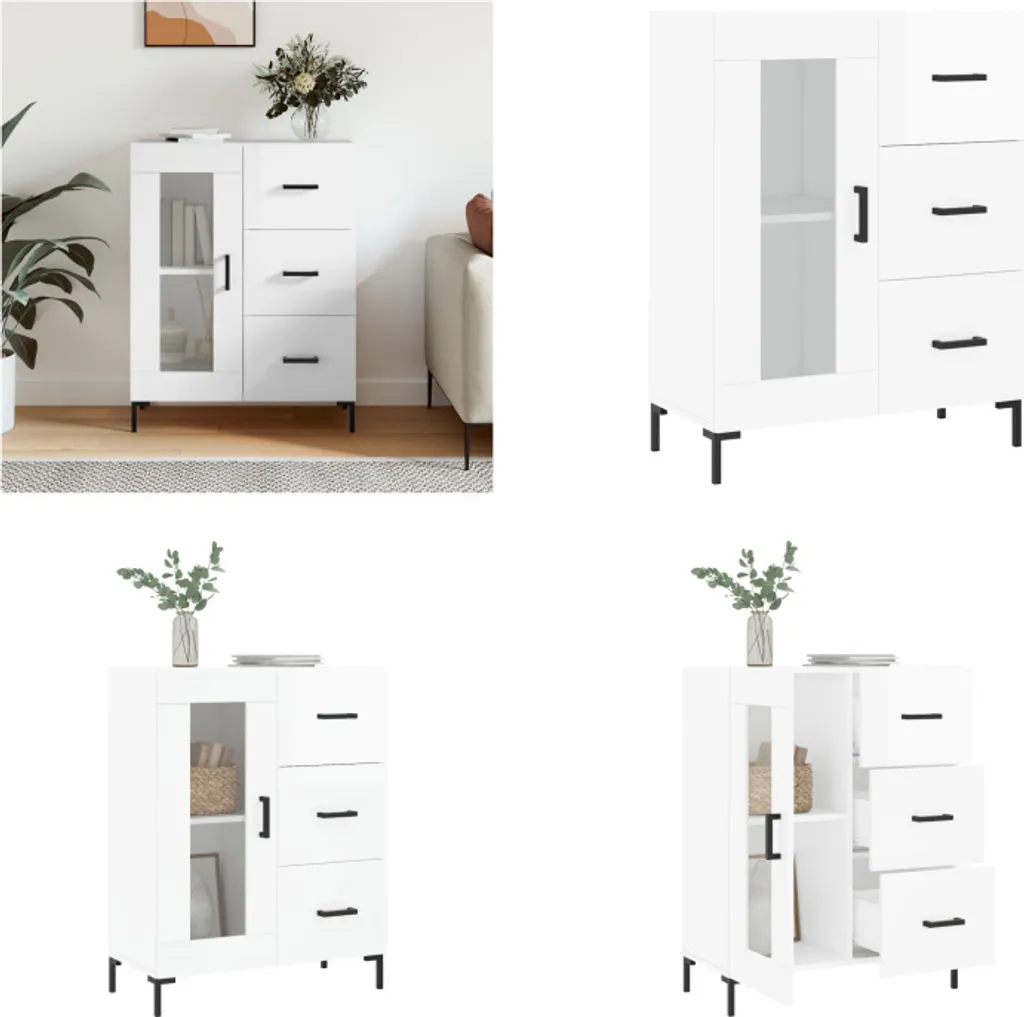 vidaXL Credenza bianca lucida 69,5x34x90 cm in legno - Credenza - Credenze - Armadio - Credenza