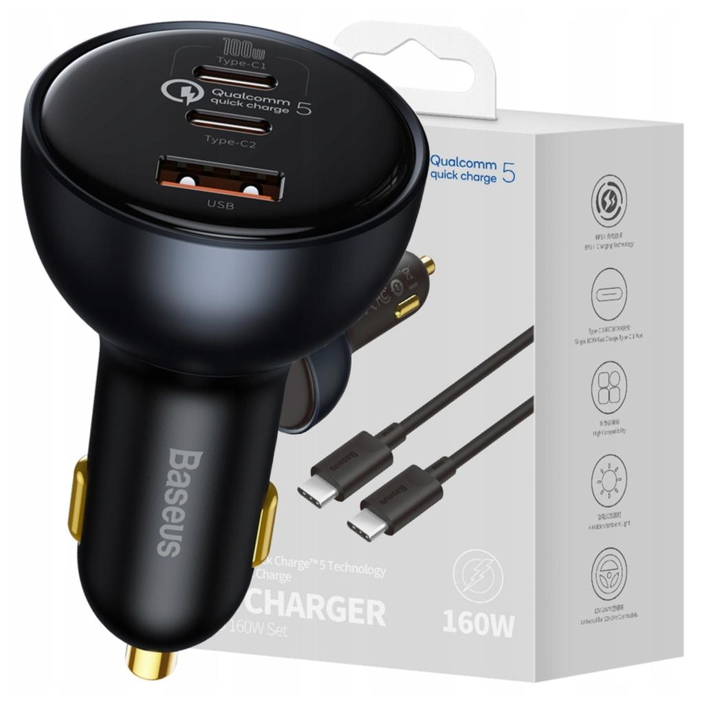 Baseus TZCCZM-0G, Auto, Zapalovač na doutníky, 20 V, Černá Obrázek produktu 