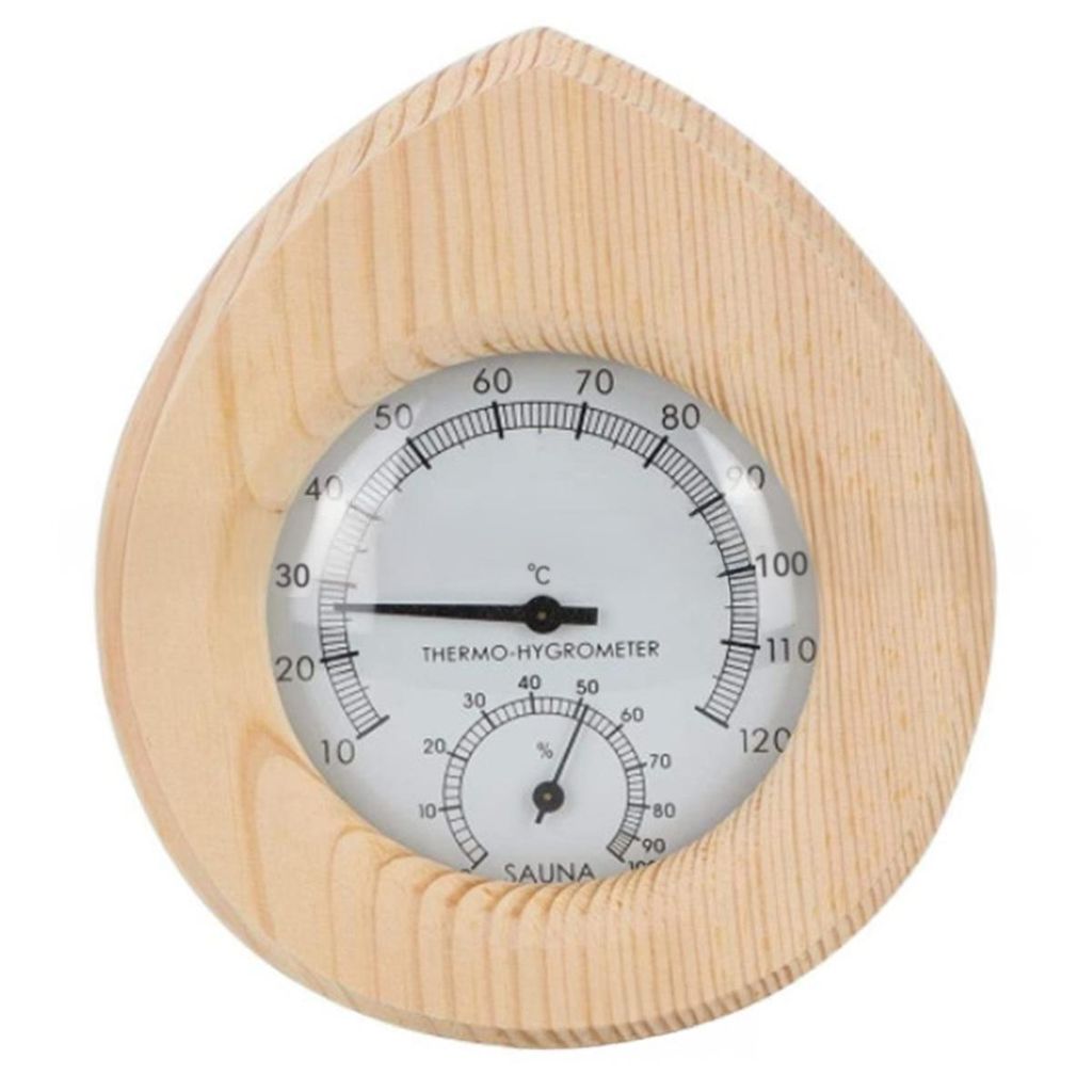 Sauna Thermometer Hygrometer Holz,Besonders präzises Saunathermometer mit gehärtetem Glas,Edles Sauna Zubehör