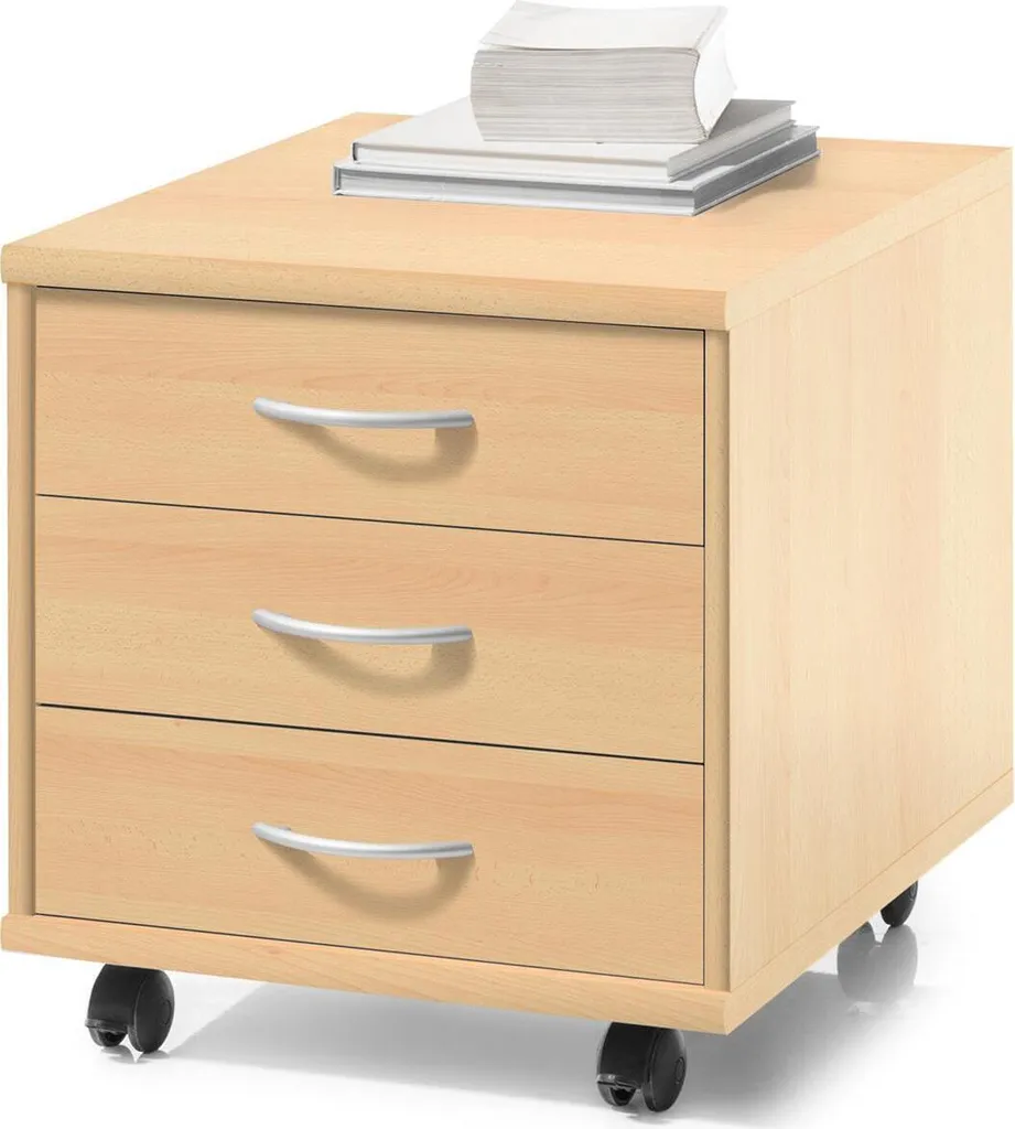 Caisson de bureau à roulettes Olli bois de hêtre 46x48x54 cm robuste