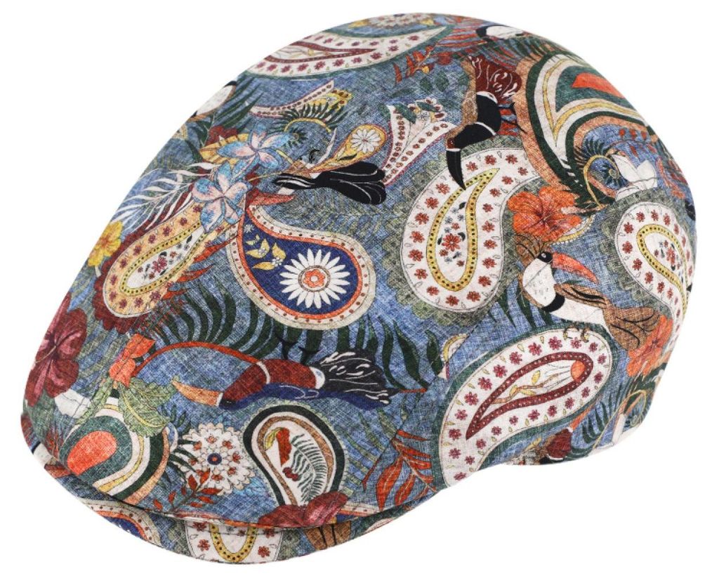 Fiebig Bunte Sommer-Flatcap in Paisley-Print  in blau