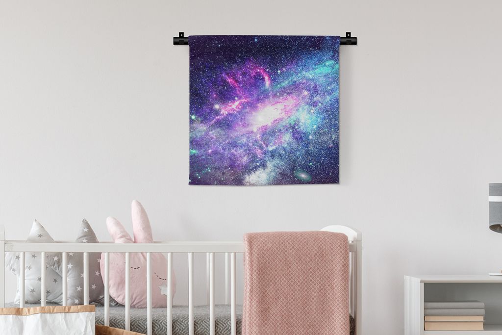 MuchoWow Wandteppich Wandbehang Weltraum - Sterne - Blau 60x60 cm Tapisserie Dekoration Wandtuch - Dekorationen - Wand Decke