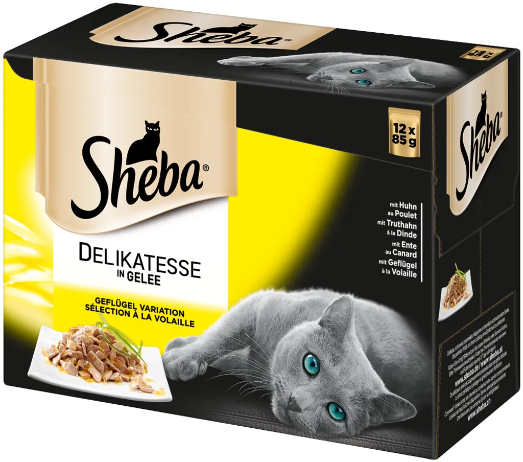 Repas Complet pour Chat Sheba Délicatesse Gelée 12x85g Sélection Volaille - 18