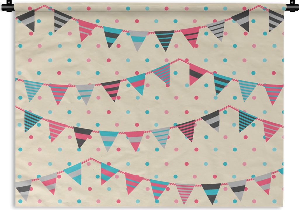 MuchoWow Wandteppich Wandbehang Girlanden - Muster - Pastell 90x67.5 cm Tapisserie Dekoration Wandtuch - Fototeppich - Wand-Skulpturen