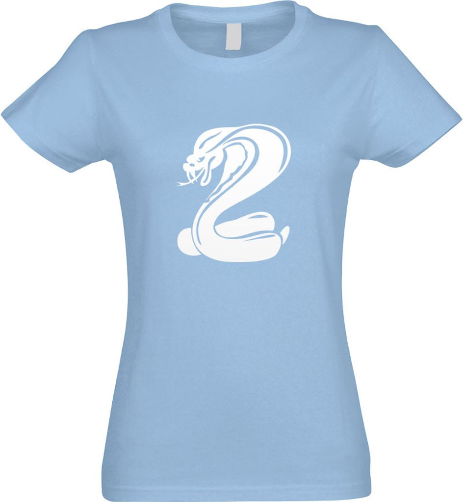 Kiwistar - T-Shirt tailliert - Damen - himmelblau - Kobrasymbol - Schlangenkopf - mit Motiv Bedruckt - Funshirt Design - Sport - Freizeit - Damen -...