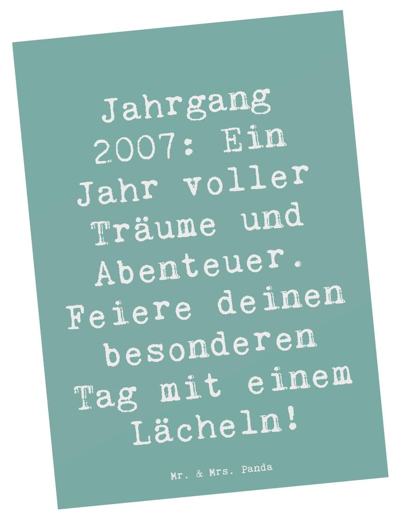 Mr. & Mrs. Panda Postkarte Spruch 2007 Geburtstag - Meeresbrise - Geschenk, Alter, Glückwunsch, Geburtstagskind, Jahrgang, bildkarte, unvergesslic...