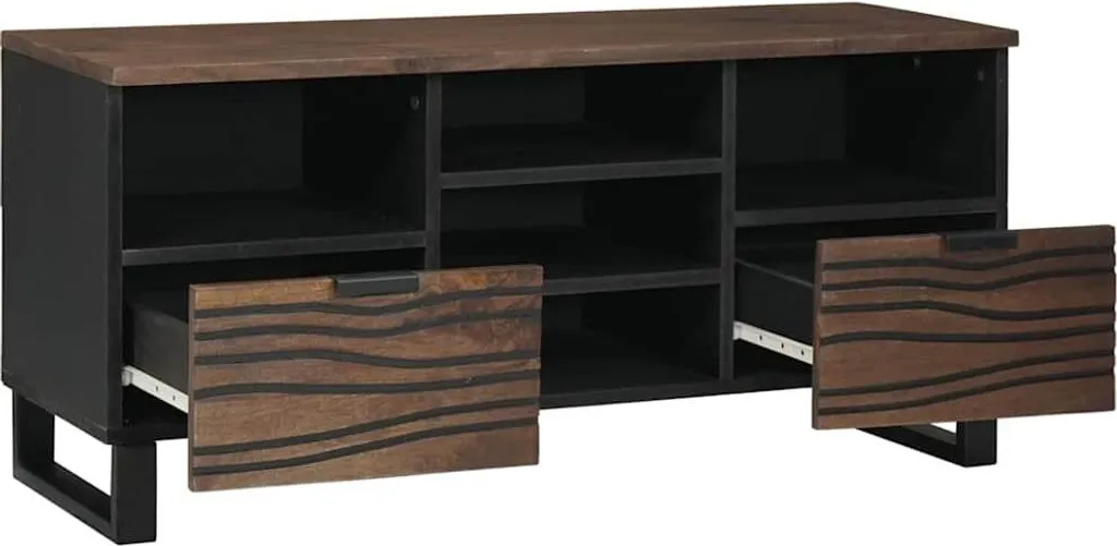 Mobile TV vidaXL in Legno di Mango Massiccio Marrone - 100x33x46 cm