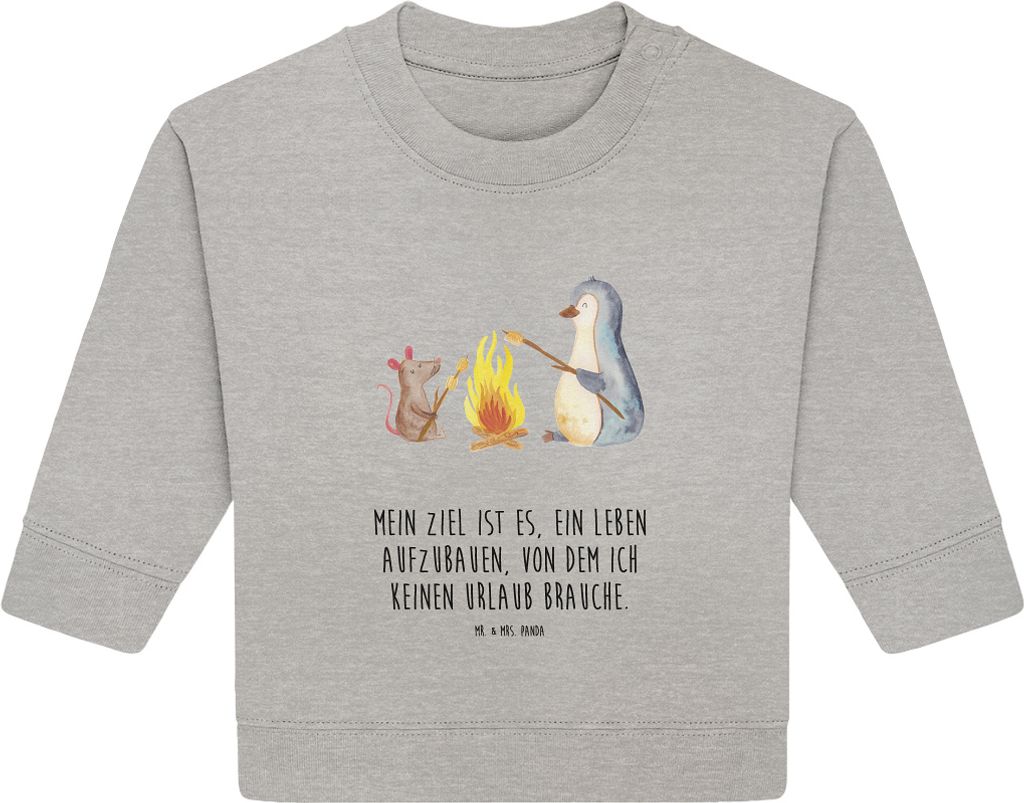 Mr. & Mrs. Panda Organic Baby Pullover Pinguin Lagerfeuer 24. - 36. Monat - Heather Grey - Geschenk, Maus, Job, Arbeit, Bullover