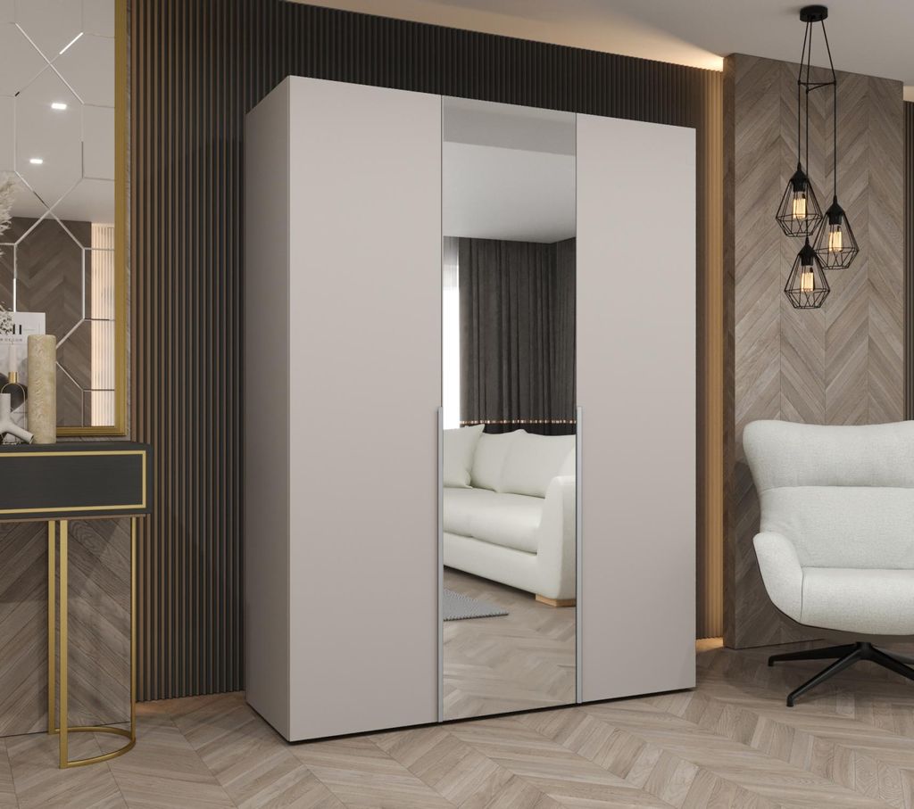 Kleiderschrank 150 cm ASUDA mit Spiegel - Kaschmir