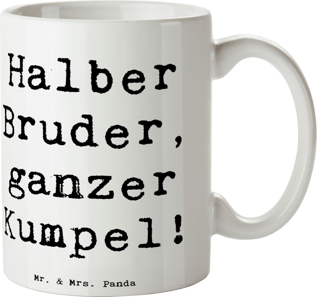 Mr. & Mrs. Panda haferl Spruch Halbbruder Kumpel - Weiß - Geschenk, Verbundenheit, Familienmitglieder, Geschenktasse, Familie, Geschwister, Teetas...