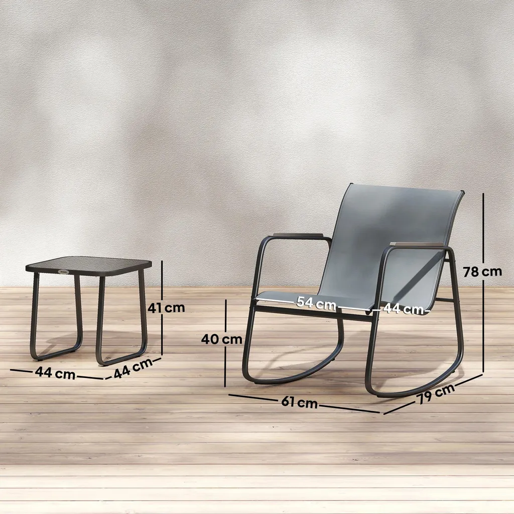 Ensemble bistrot de jardin gris clair - Table 79x61cm et 2 chaises métal
