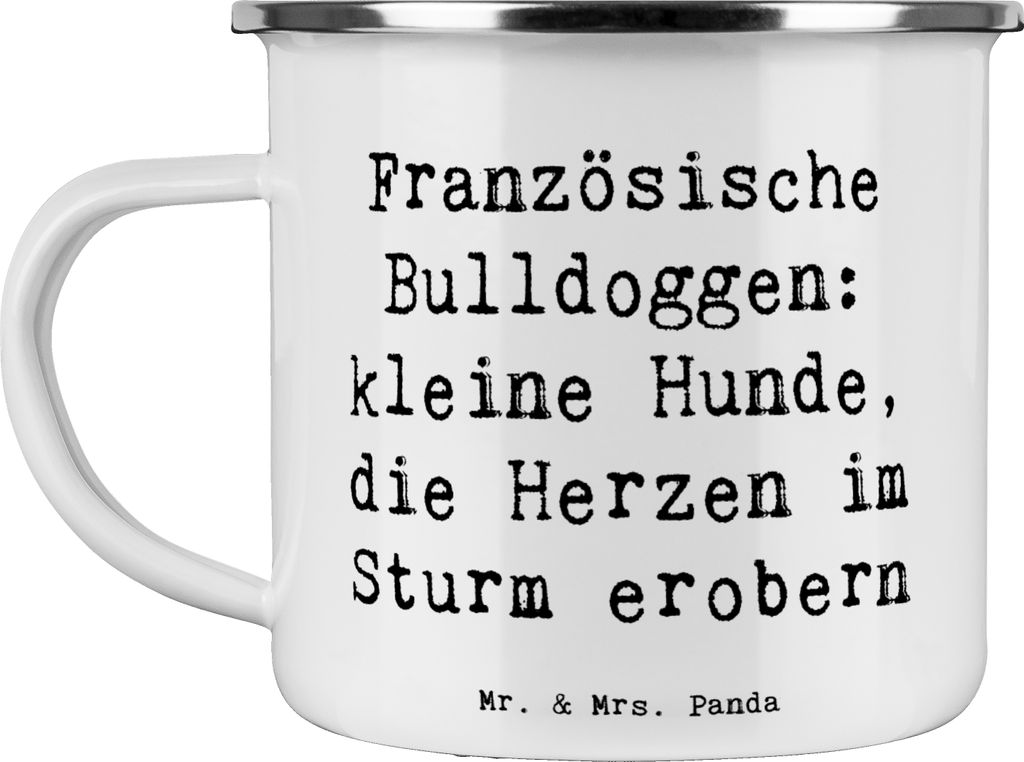 Mr. & Mrs. Panda Pott Spruch Französische Bulldogge - Weiß - Geschenk, Teetasse, Haferl, Hunderassen Eigenschaften, Herzenbrecher, Emaille Tasse,...