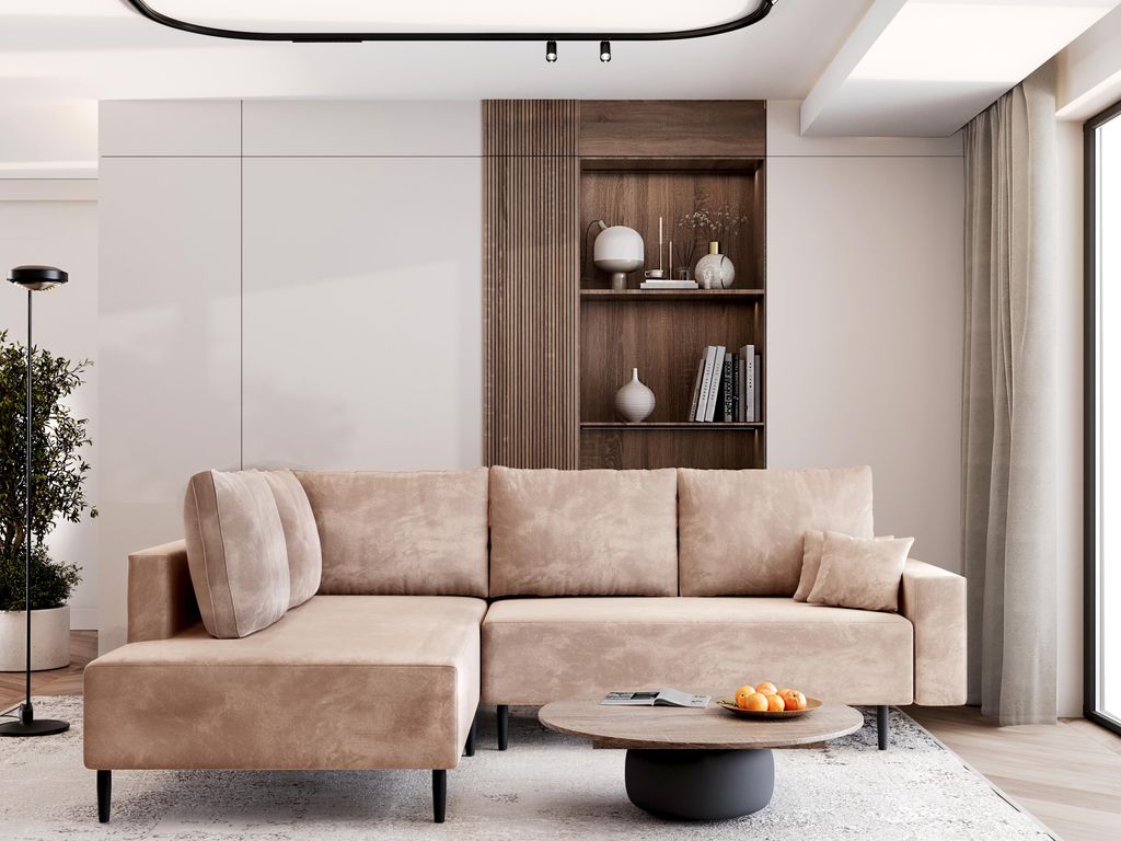AX LIVING Kalkan Sofa mit Bettkasten Couch L Form Kakaobeige 257 cm L