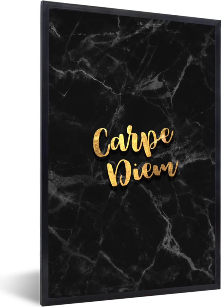 MuchoWow Gerahmtes Poster Zitate - Sprichwörter - Gold - Marmor 40x60 cm - Poster mit Schwarzem Bilderrahmen Wandposter Rahmen Foto Bilder - Pap...