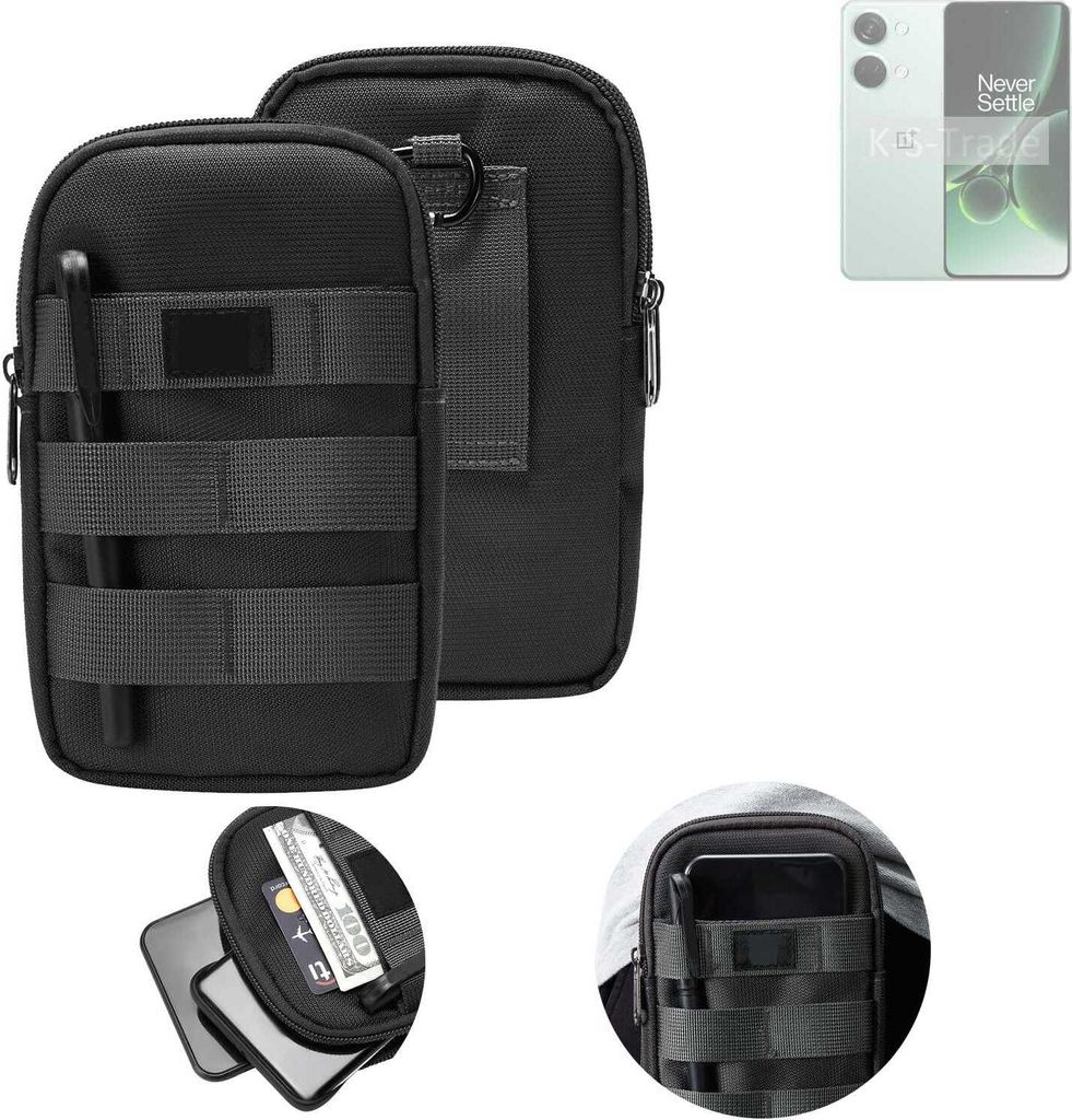 K-S-Trade Holster Gürtel Tasche kompatibel mit OnePlus Nord 3 5G Handy Tasche Schutz Hülle dunkel-grau viele Fächer, 1x
