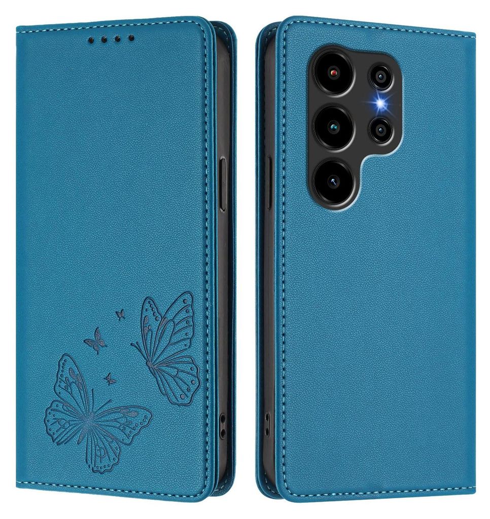 Lederhülle für Blackview Wave 10C, Schmetterling Prägung Produktbild 