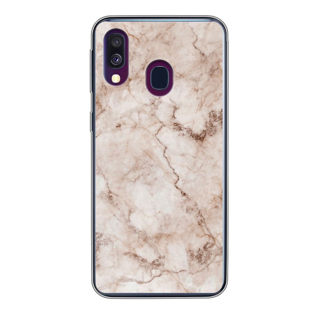 MuchoWow Handyhülle Schutzhülle Hülle für Samsung Galaxy A40 Marmor - Luxus - Braun Silikon Softcase Handy Hülle - Handy-Tasche