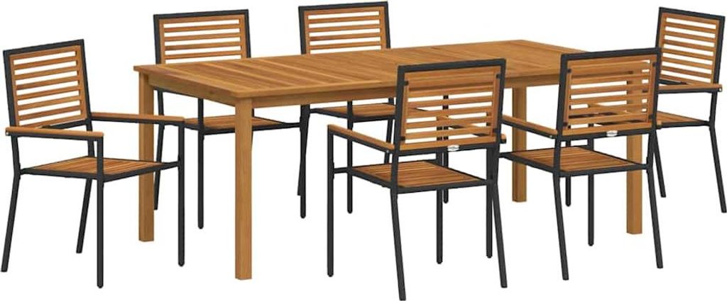 Garten Essgruppe 7 pcs Schwarz Massivholz Akazie