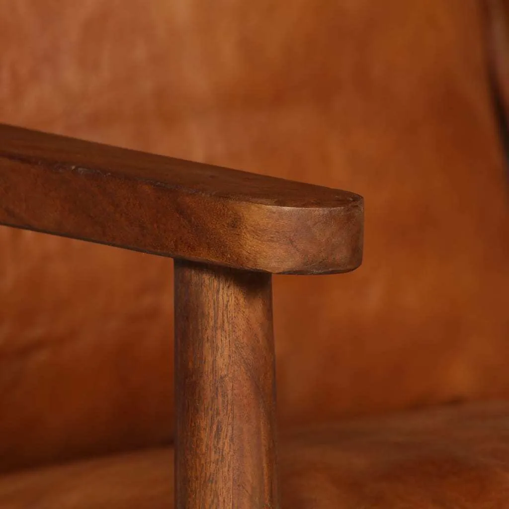 Canapé 2 places cuir et acacia brun : le confort durable pour petit salon