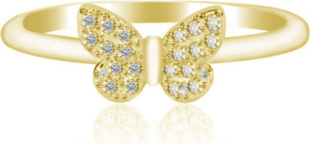 Frauen-Ring, geometrisch, glänzend, mit Strasssteinen, eingelegt, funkelnd, galvanisch, Schmetterlingsform, Verlobung, Ehering, Schmuck, Dekoratio...