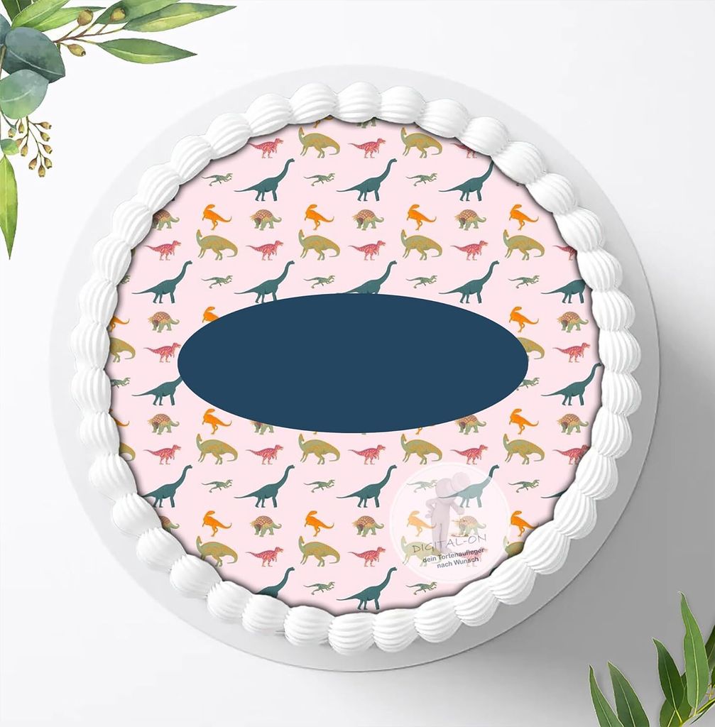 Für die Geburtstags Torte ein Tortenaufleger, Zuckerbild mit dem Motiv: Dinosaurier , Dino, Essbares Foto für Torten, Fondant, Ø 20cm, 0405c