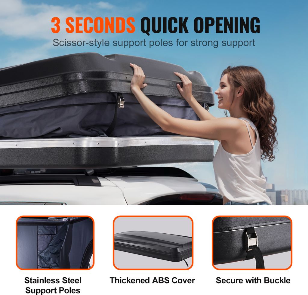 VEVOR Zelt Dachzelt Auto ABS-Hartschale für 2–3 Personen, Produktbild 4