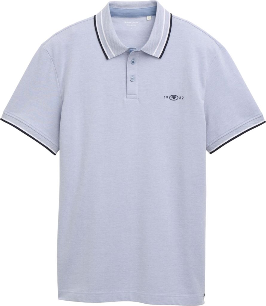 TOM TAILOR Polo-Shirt mit Kontraststreifen und Logo-Patch, kurzärmlig Größe: M