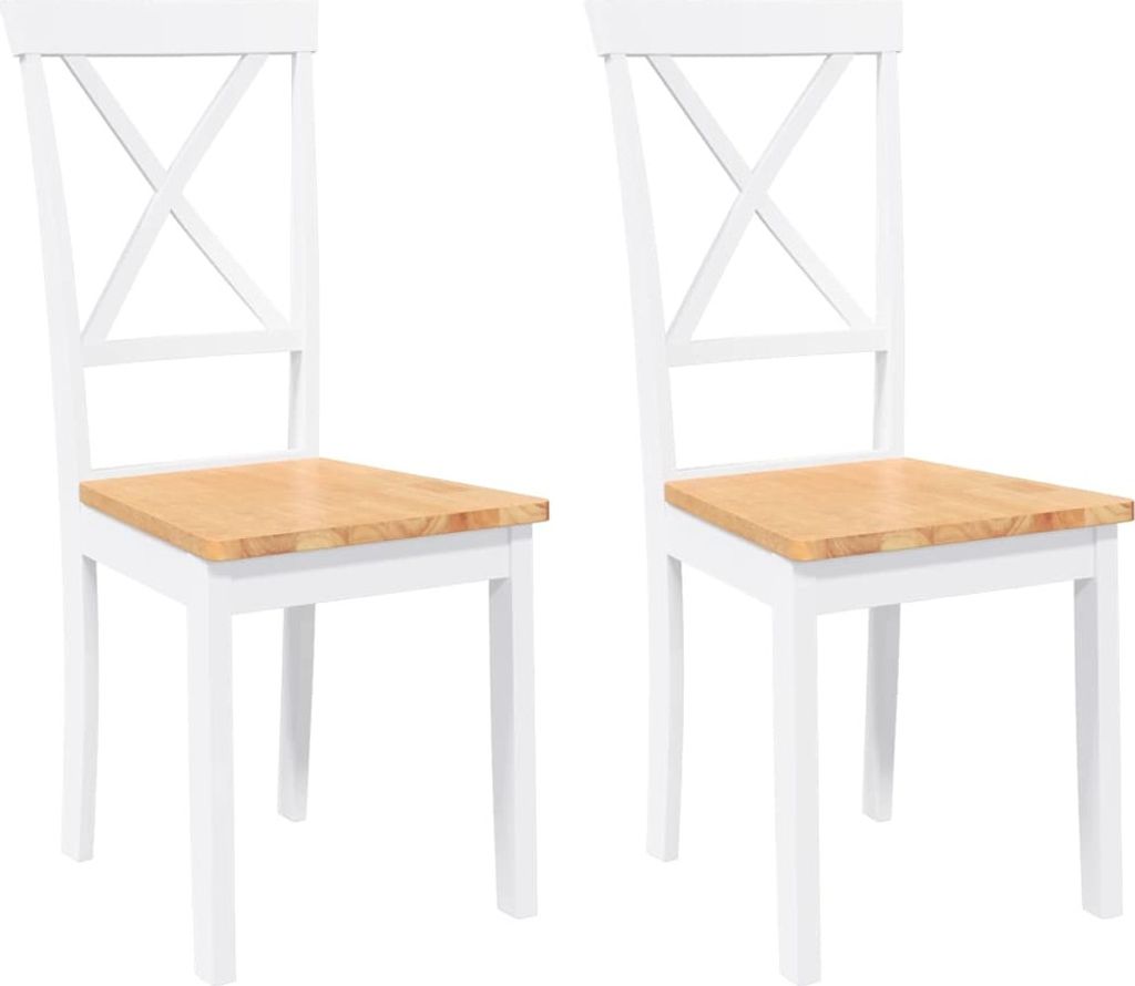 vidaXL Esszimmerstühle 2 Stk. Weiß Massivholz Gummibaum