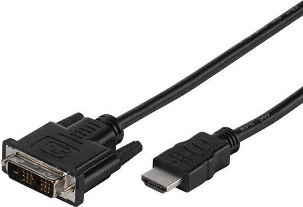 VIVanco Hochwertiges HDMI auf DVI Kabel, kompatibel mit HDTV, doppelt geschirmt, 5 Gbit Datenrate, 5 m
