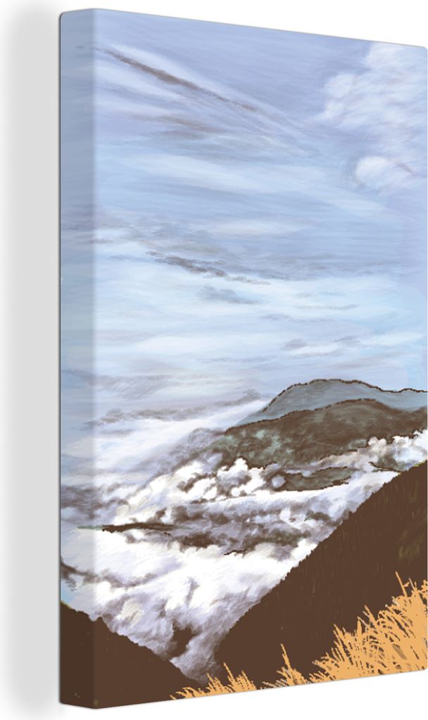 OneMillionCanvasses - Leinwandbilder - 90x140 cm, Wolken - Berg - Himmel, Wandbilder Kunstdruck Wanddekoration - Wandschmucke - Schlafzimmer