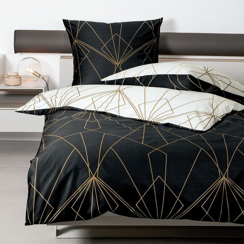 Janine Mako-Satin Bettwäsche J.D. 87054 bronzebraun schwarz Produktbild 